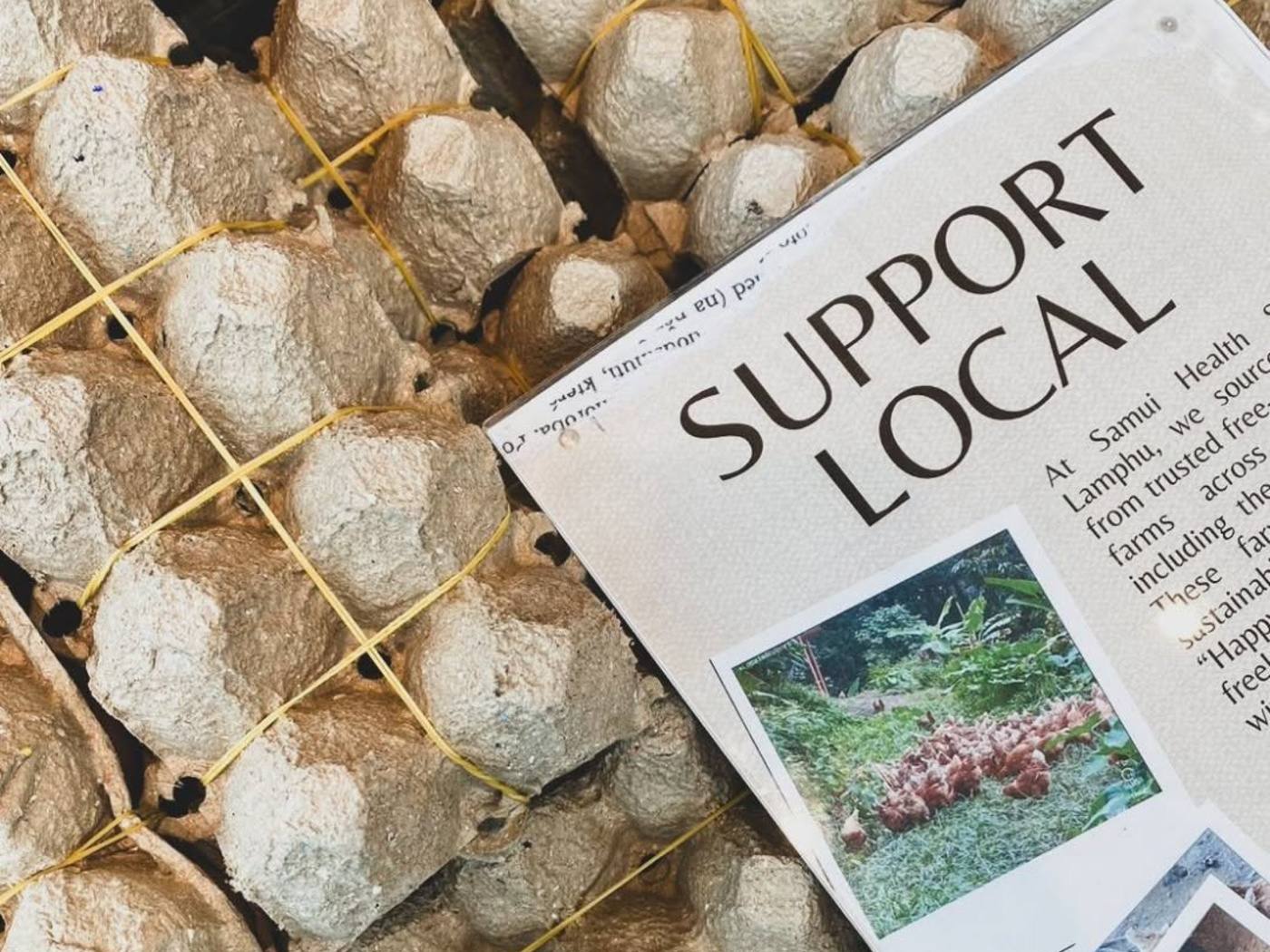 Free-range eggs from local Koh Samui farms, supporting island growers